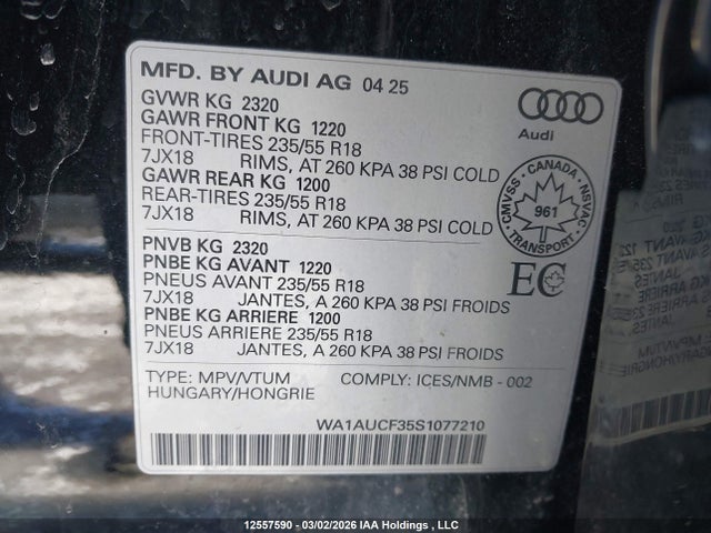 WA1AUCF35S1077210 Audi Q3 Premium 40