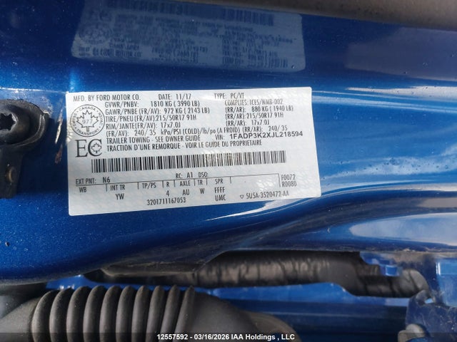 1FADP3K2XJL218594 Ford FOCUS SE