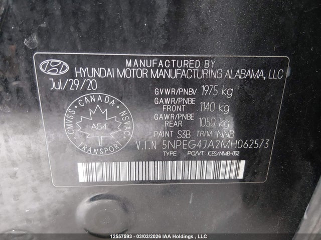 Продаж на аукціоні авто 2021 Hyundai Sonata Preferred, vin: 5NPEG4JA2MH062573, номер лоту: 12557593