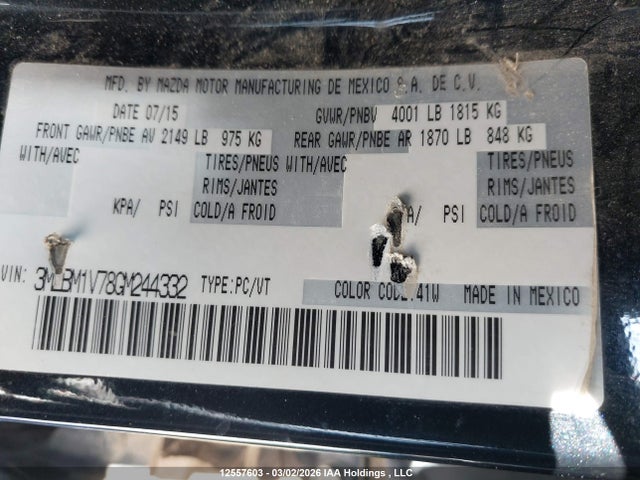 3MZBM1V78GM244332 Mazda Mazda3 Gs