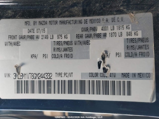 3MZBM1V78GM244332 Mazda Mazda3 Gs