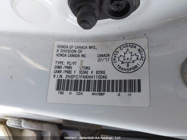 2HGFC1F4XHH110046 Honda Civic Ex-t