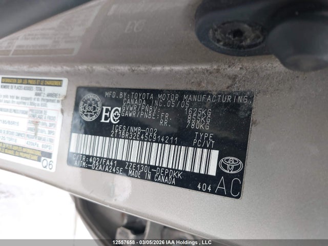 Aukcja sprzedaży 2005 Toyota Corolla Ce/le/s, vin: 2T1BR32E45C914211, numer aukcji: 12557658