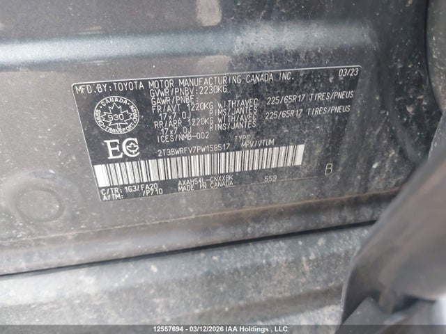 12557694 :رقم المزاد ، 2T3BWRFV7PW158517 vin ، 2023 Toyota Rav4 مزاد بيع