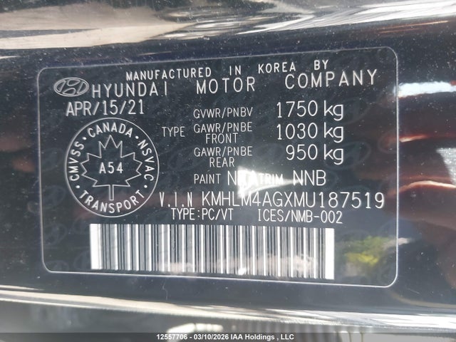 KMHLM4AGXMU187519 Hyundai ELANTRA SEL