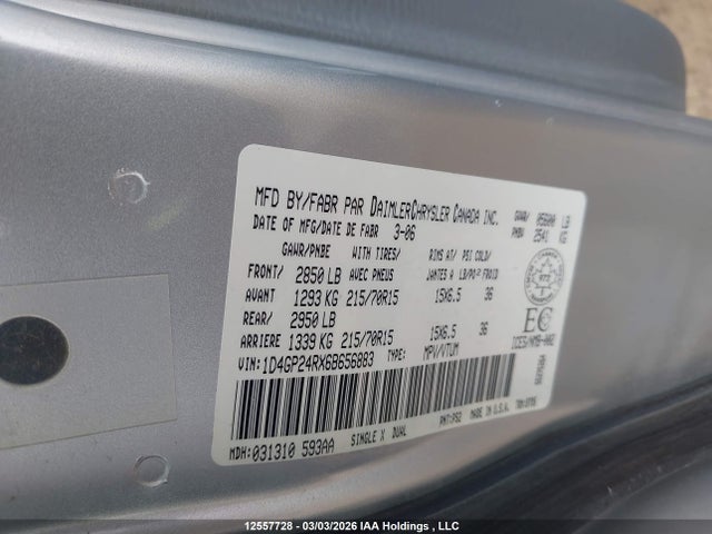 Aukcja sprzedaży 2006 Dodge Grand Caravan, vin: 1D4GP24RX6B656883, numer aukcji: 12557728