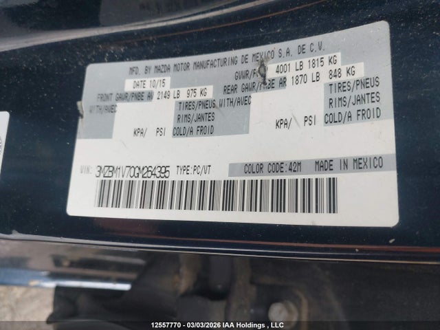 3MZBM1V70GM264395 Mazda Mazda3 Gs