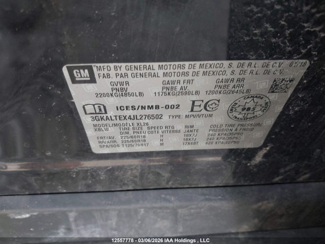 3GKALTEX4JL276502 GMC Terrain Sle