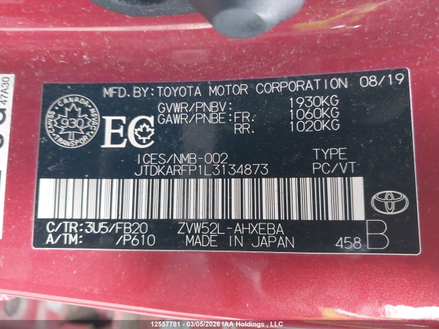JTDKARFP1L3134873 Toyota Prius Prime Le/xle/limited