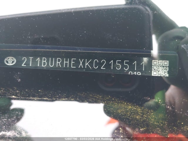 12557790 :رقم المزاد ، 2T1BURHEXKC215511 vin ، 2019 Toyota Corolla L/le/xle/se/xse مزاد بيع
