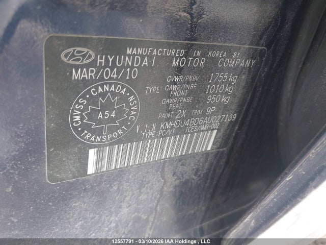 Продаж на аукціоні авто 2010 Hyundai Elantra Gl, vin: KMHDU4BD6AU027139, номер лоту: 12557791