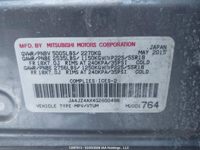 JA4JZ4AX4GZ600498 Mitsubishi OUTLANDER GT