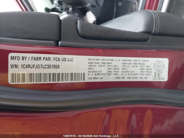 1C4RJFJG7LC357858 Jeep Grand Cherokee Summit