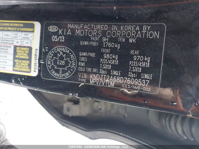 Aukcja sprzedaży 2013 Kia Soul, vin: KNDJT2A68D7609537, numer aukcji: 12557854