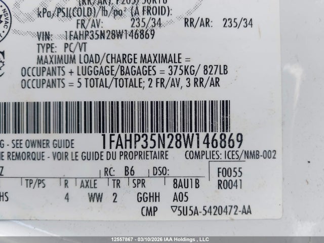 Aukcja sprzedaży 2008 Ford Focus Se/sel/ses, vin: 1FAHP35N28W146869, numer aukcji: 12557867