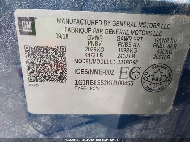 1G1RB6S53KU108453 Chevrolet Volt Premier