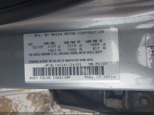 2010 Mazda Mazda3 Gs/gt მანქანა იყიდება აუქციონზე, vin: JM1BL1H52A1126393, აუქციონის ნომერი: 12557888