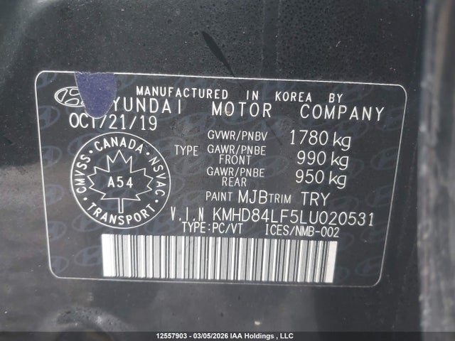 KMHD84LF5LU020531 Hyundai Elantra Preferred With Sun And Safety Package Auto Ivt