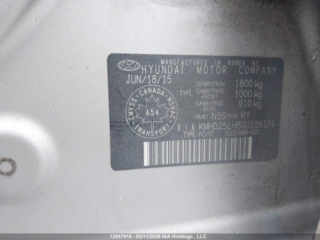 KMHD25LH8GU288374 Hyundai Elantra