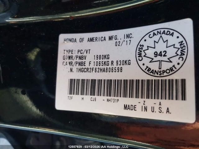 1HGCR2F62HA806598 Honda Accord Sport