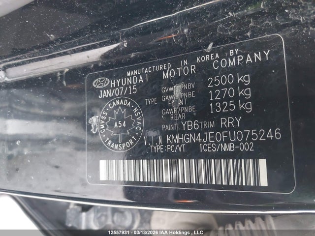 KMHGN4JE0FU075246 Hyundai Genesis