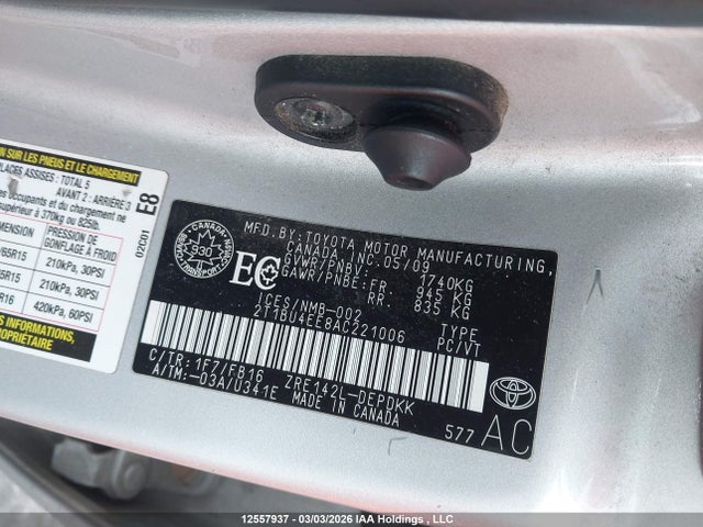 12557937 :رقم المزاد ، 2T1BU4EE8AC221006 vin ، 2010 Toyota Corolla Ce مزاد بيع