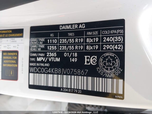 WDC0G4KB8JV075867 Mercedes-Benz Glc 300 4matic