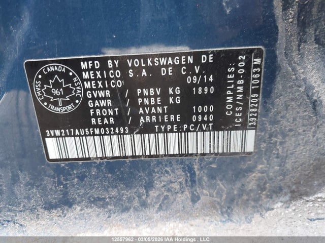 3VW217AU5FM032493 Volkswagen Golf