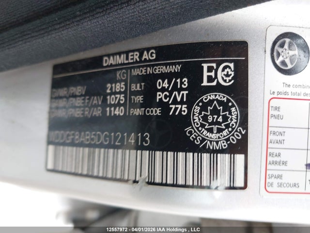 12557972 :رقم المزاد ، WDDGF8AB5DG121413 vin ، 2013 Mercedes-benz C 300 4matic مزاد بيع