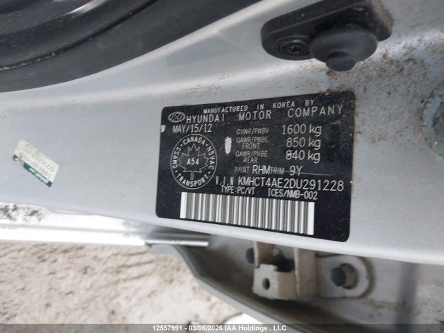 12557991 :رقم المزاد ، KMHCT4AE2DU291228 vin ، 2013 Hyundai Accent Gls/gs مزاد بيع