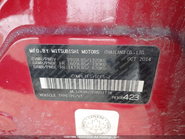 ML32A3HJ7FH031778 Mitsubishi MIRAGE ES
