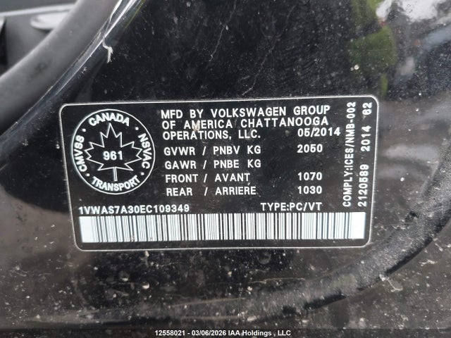 1VWAS7A30EC109349 Volkswagen Passat