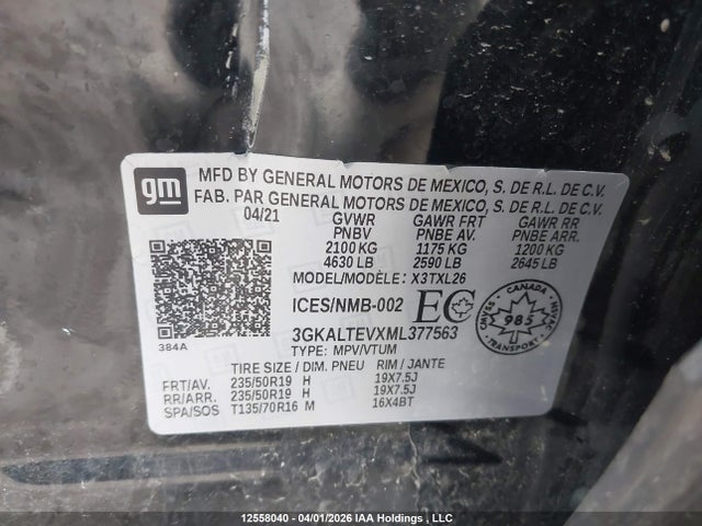 12558040 :رقم المزاد ، 3GKALTEVXML377563 vin ، 2021 Gmc Terrain Sle مزاد بيع