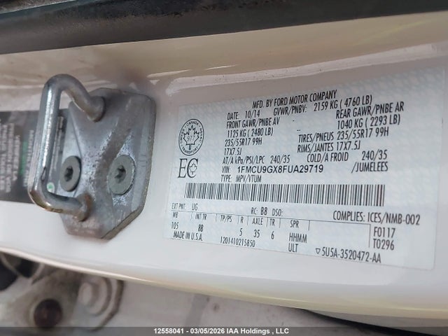 1FMCU9GX8FUA29719 Ford ESCAPE SE