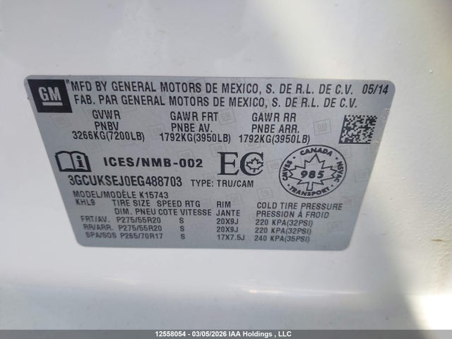 3GCUKSEJ0EG488703 Chevrolet Silverado 1500 1lz/2lz