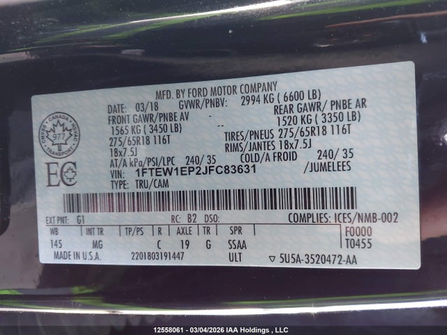 1FTEW1EP2JFC83631 Ford F-150