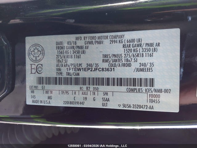 1FTEW1EP2JFC83631 Ford F-150