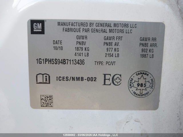 Продаж на аукціоні авто 2011 Chevrolet Cruze Ltz, vin: 1G1PH5S94B7113436, номер лоту: 12558082