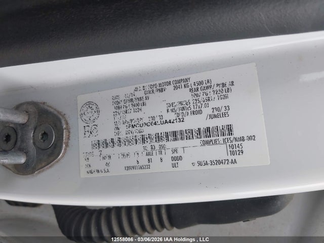 12558086 :رقم المزاد ، 1FMCU9G64LUA42132 vin ، 2020 Ford Escape Se مزاد بيع