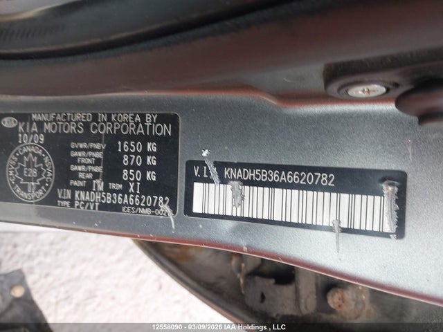 12558090 :رقم المزاد ، KNADH5B36A6620782 vin ، 2010 Kia Rio Lx/sx مزاد بيع