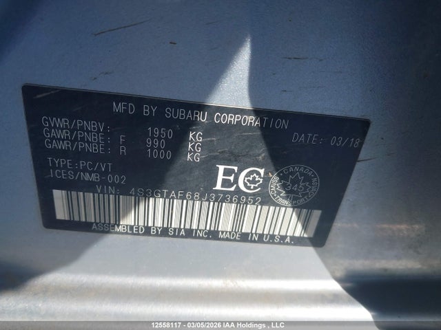 4S3GTAF68J3736952 Subaru Impreza Sport