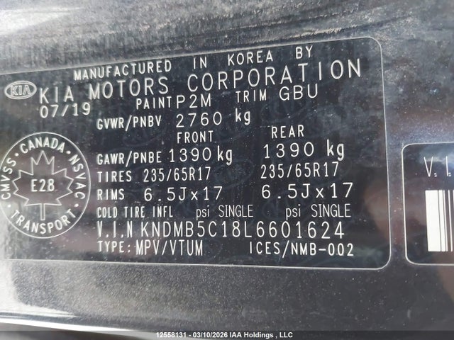 2020 Kia Sedona Lx/lx+ მანქანა იყიდება აუქციონზე, vin: KNDMB5C18L6601624, აუქციონის ნომერი: 12558131