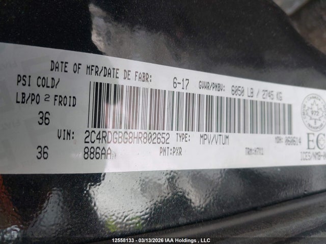 2C4RDGBG8HR802652 Dodge Grand Caravan