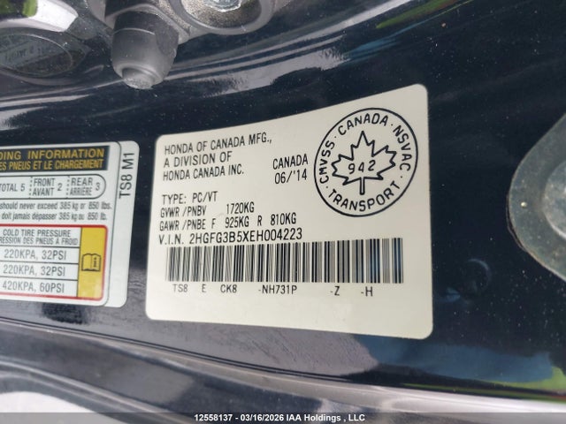 2HGFG3B5XEH004223 Honda Civic