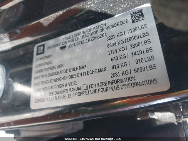 1GTU9FEL1KZ268261 GMC Sierra 1500 Denali