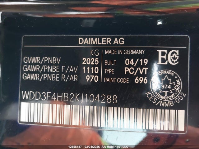 Продажа на аукционе авто 2019 Mercedes-benz A 250 4matic, vin: WDD3F4HB2KJ104288, номер лота: 12558187