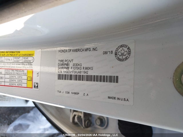 1HGCV1F3XJA811842 Honda Accord Sport