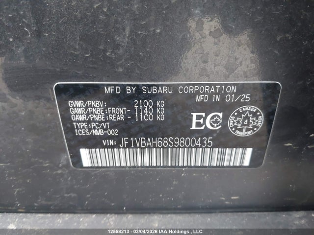 JF1VBAH68S9800435 Subaru Wrx Sport