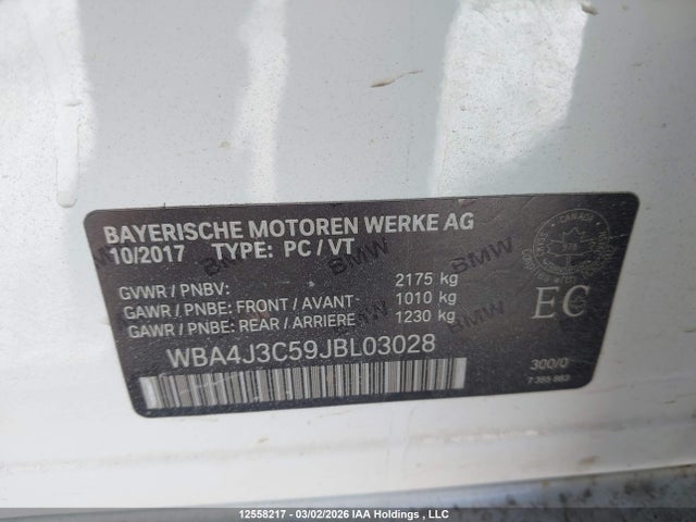 Aukcja sprzedaży 2018 Bmw 430i Gran Coupe Xdrive, vin: WBA4J3C59JBL03028, numer aukcji: 12558217