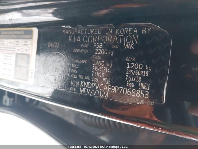 12558251 :رقم المزاد ، KNDPVCAF9P7068853 vin ، 2023 Kia Sportage Ex مزاد بيع